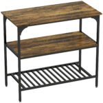 Universalus trijų pakopų virtuvės stelažas su plieniniu rėmu