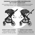 Universalus kūdikio vežimėlis su apverčiama sėdyne (Juoda)