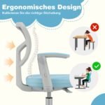 Vaikiška rašomojo stalo kėdė su reguliuojamu aukščiu ir pasukamu sėdynės mechanizmu (Mėlyna)