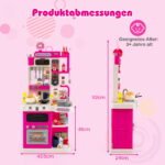 Vaikiška žaidimų virtuvėlė su šviesos ir garso efektais bei 95 priedais (Rožinė)