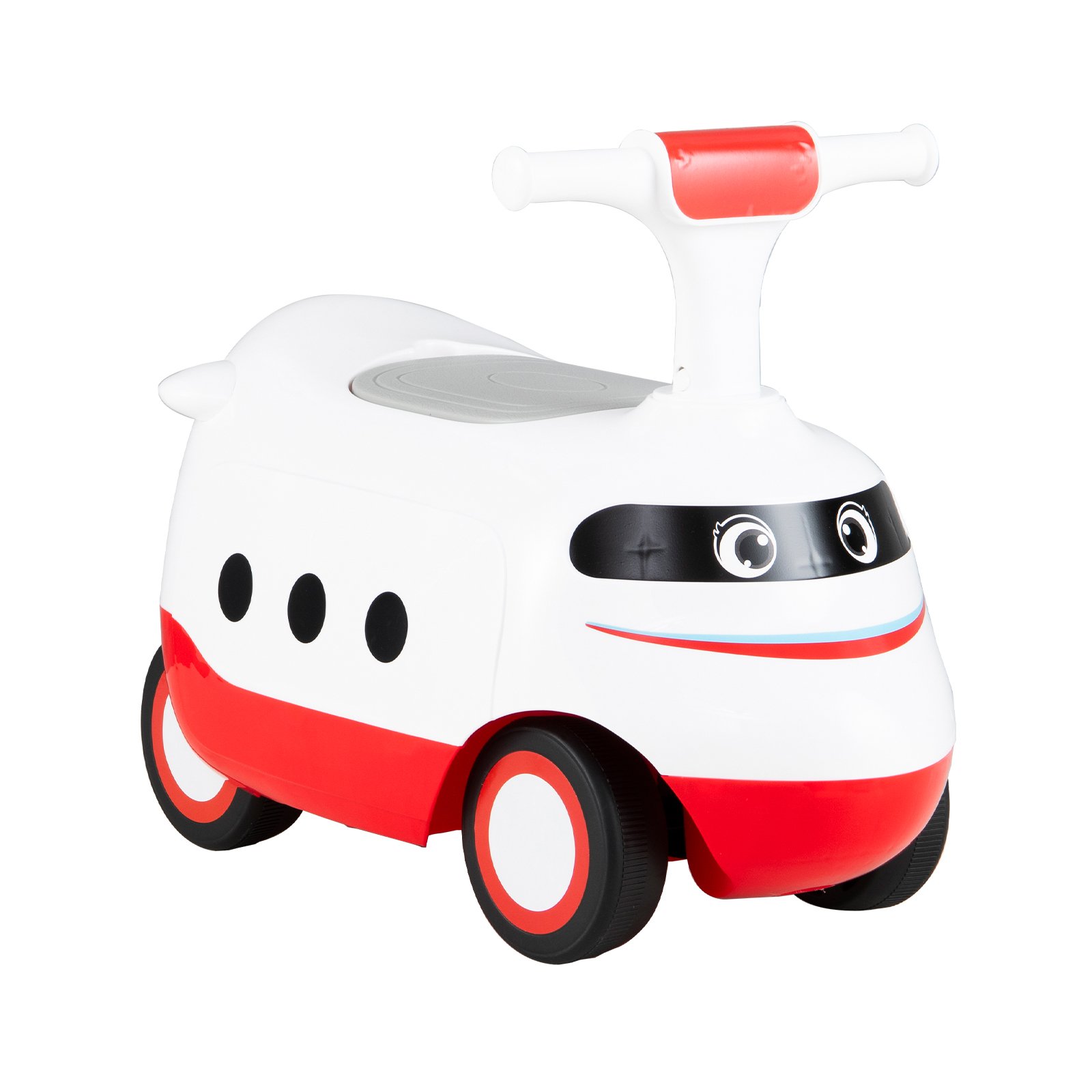 Vaikiškas paspirtukas-mašinėlė su garso efektais ir daiktadėže (Balta)