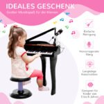 Vaikų 37 klavišų elektroninis pianinas su mikrofonu ir įrašymo funkcija