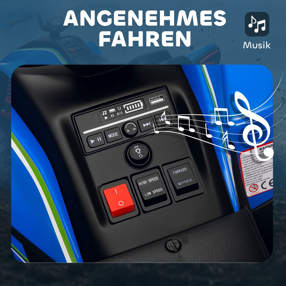 Vaikų elektrinis keturratis su reguliuojamu greičiu ir multimedijos sistema – Paveikslėlis 7