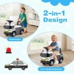 Vaikų stumdoma mašinėlė 2 viename su vairu ir daiktadėže (Balta)