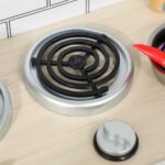 Vaikų žaidimų virtuvėlė su garso funkcija ir nerūdijančio plieno indais