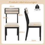 Valgomojo kėdės su paminkštinta sėdyne ir kaučiukmedžio kojomis 2 vienetų rinkinys (Juoda)