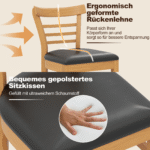 Valgomojo kėdžių komplektas su kaučiukmedžio masyvo kojomis ir dirbtinės odos apmušalais – Paveikslėlis 3