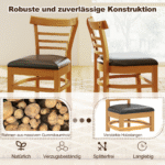 Valgomojo kėdžių komplektas su kaučiukmedžio masyvo kojomis ir dirbtinės odos apmušalais – Paveikslėlis 4