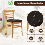 Valgomojo kėdžių komplektas su kaučiukmedžio masyvo kojomis ir dirbtinės odos apmušalais – Paveikslėlis 5