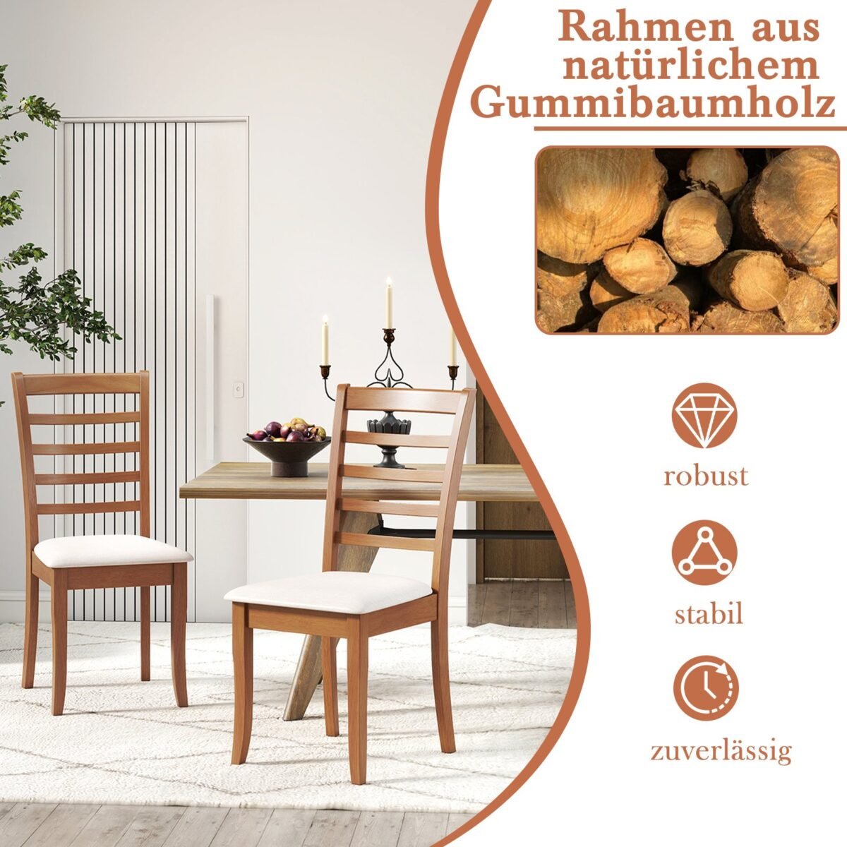 Valgomojo kėdžių komplektas su minkšta sėdyne ir ergonomišku atlošu – Paveikslėlis 5