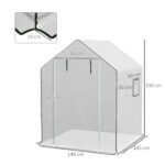 UV spinduliams atspari šiltnamio pakaitinė danga su užvyniojamomis durimis ir tinkliniais langais, 140x143x190 cm – Paveikslėlis 3