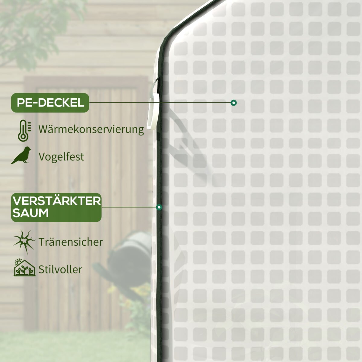 UV spinduliams atspari šiltnamio pakaitinė danga su užvyniojamomis durimis ir tinkliniais langais, 140x143x190 cm – Paveikslėlis 4