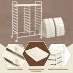 Vežimėlis su metaliniu rėmu ir 20 stalčių (Balta)