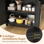 Virtuvės vežimėlis su stalviršiu ir reguliuojama lentyna (Juoda) – Paveikslėlis 3