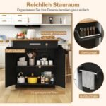 Virtuvės vežimėlis su stalviršiu ir reguliuojama lentyna (Juoda) – Paveikslėlis 5