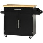 Virtuvinis vežimėlis su integruota prieskonių lentynėle ir rankšluosčių laikikliu