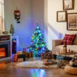 Dirbtinė Kalėdų eglutė vazone su LED lemputėmis (Žalia)