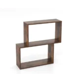 Geometrinė 3 aukštų knygų lentyna su 2 kubinėmis nišomis (Ruda)