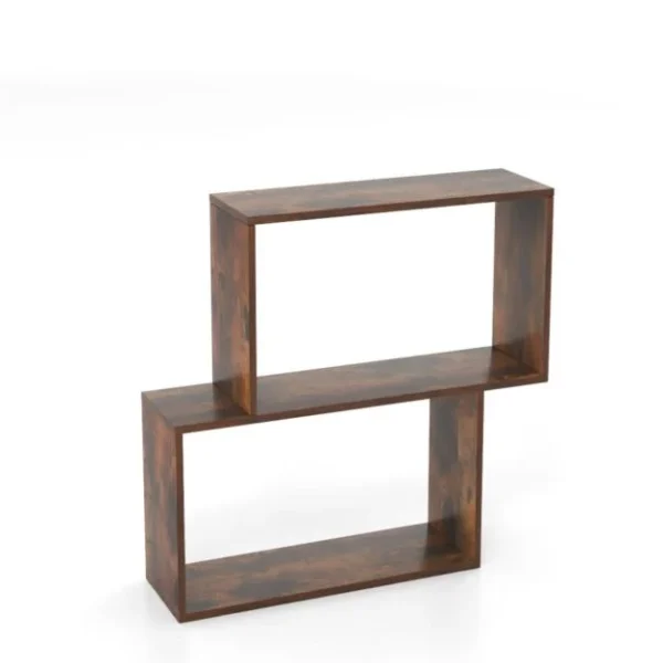Geometrinė 3 aukštų knygų lentyna su 2 kubinėmis nišomis (Ruda)