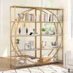 Geometrinė atvirų lentynų knygų lentyna su metaliniu rėmu – Paveikslėlis 5