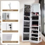 Pasukama papuošalų spintelė su viso kūno veidrodžiu (Balta) – Paveikslėlis 5