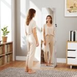 Pasukama papuošalų spintelė su viso kūno veidrodžiu (Balta) – Paveikslėlis 2