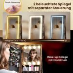 Pasukama veidrodinė papuošalų spintelė su LED apšvietimu (Ruda) – Paveikslėlis 4