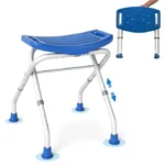 Reguliuojamo aukščio dušo kėdė su neslystančiomis guminėmis kojelėmis (Mėlyna)