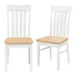 Valgomojo kėdžių komplektas su ergonominiu atlošu ir įgilinta sėdyne (2 vnt.) (Natūrali)