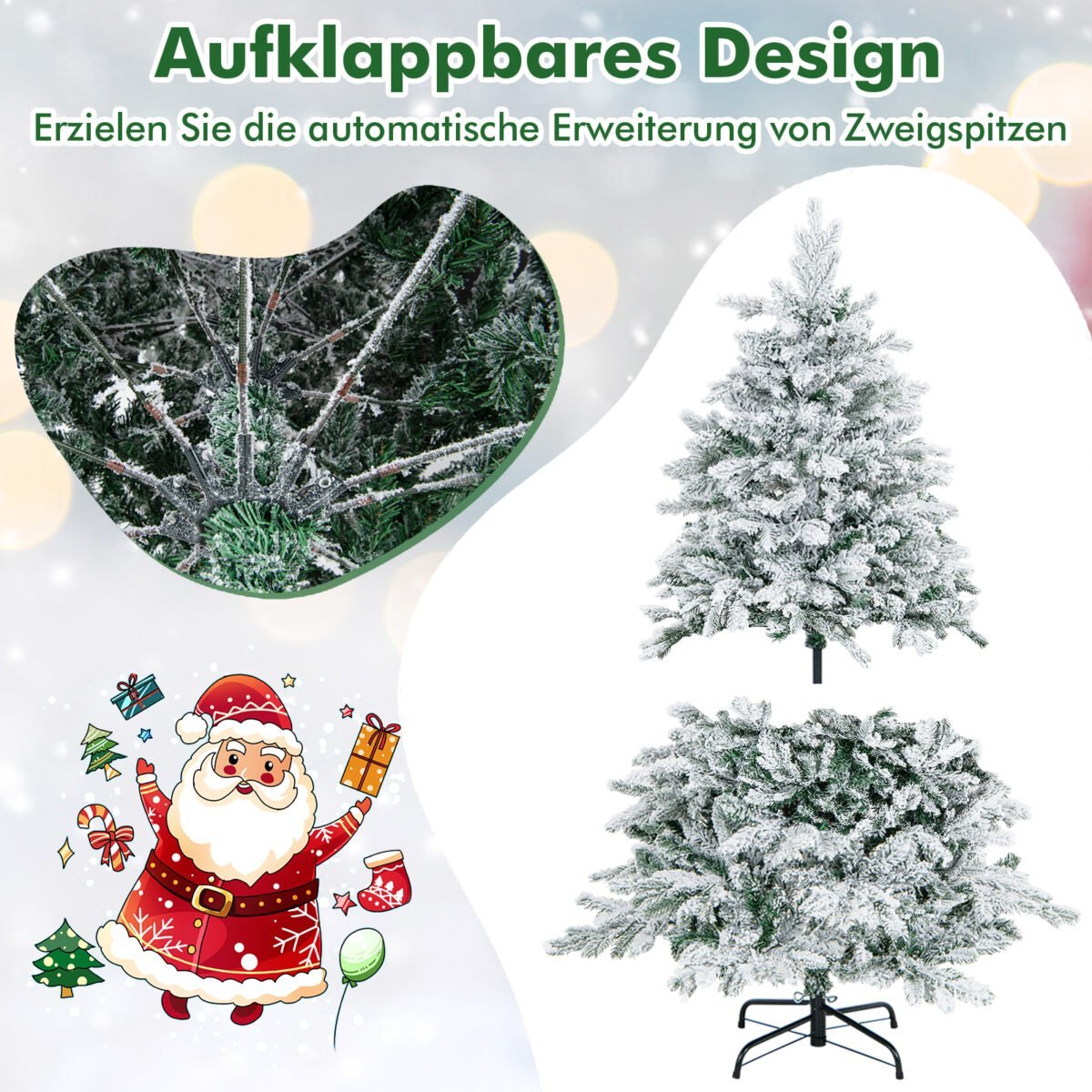 Dirbtinė Kalėdų eglutė su LED apšvietimu ir sniego efektu 135 cm (Žalia) – Paveikslėlis 5