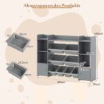 Vaikų žaislų ir knygų spintelė su 8 išimamais konteineriais ir knygų lentynomis (Pilka) – Paveikslėlis 2