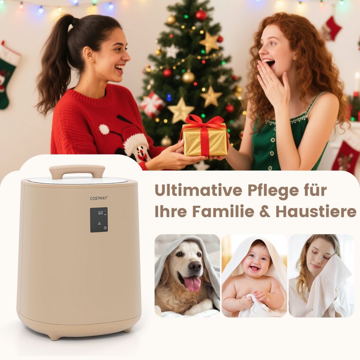 18 L talpos rankšluosčių ir pledų šildytuvas su LED ekranu ir automatiniu išjungimu (Ruda) – Paveikslėlis 4