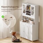 180 cm virtuvės spinta su reguliuojamomis lentynomis ir vyno baru