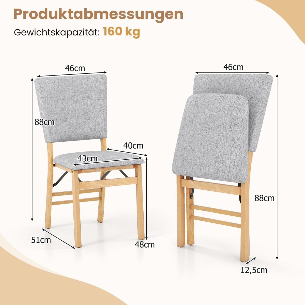 Valgomojo kėdės su paminkštintu sėdimuoju paviršiumi 2 vnt (Pilka) – Paveikslėlis 2