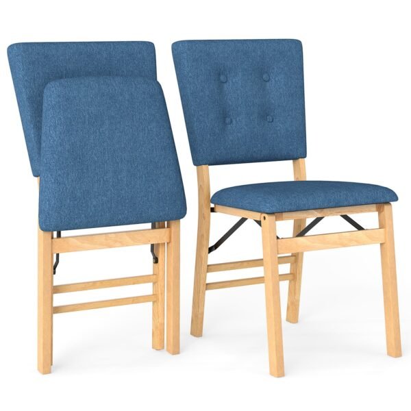 2 vnt. sulankstomų valgomojo kėdžių komplektas su paminkštintomis sėdynėmis (Mėlyna)