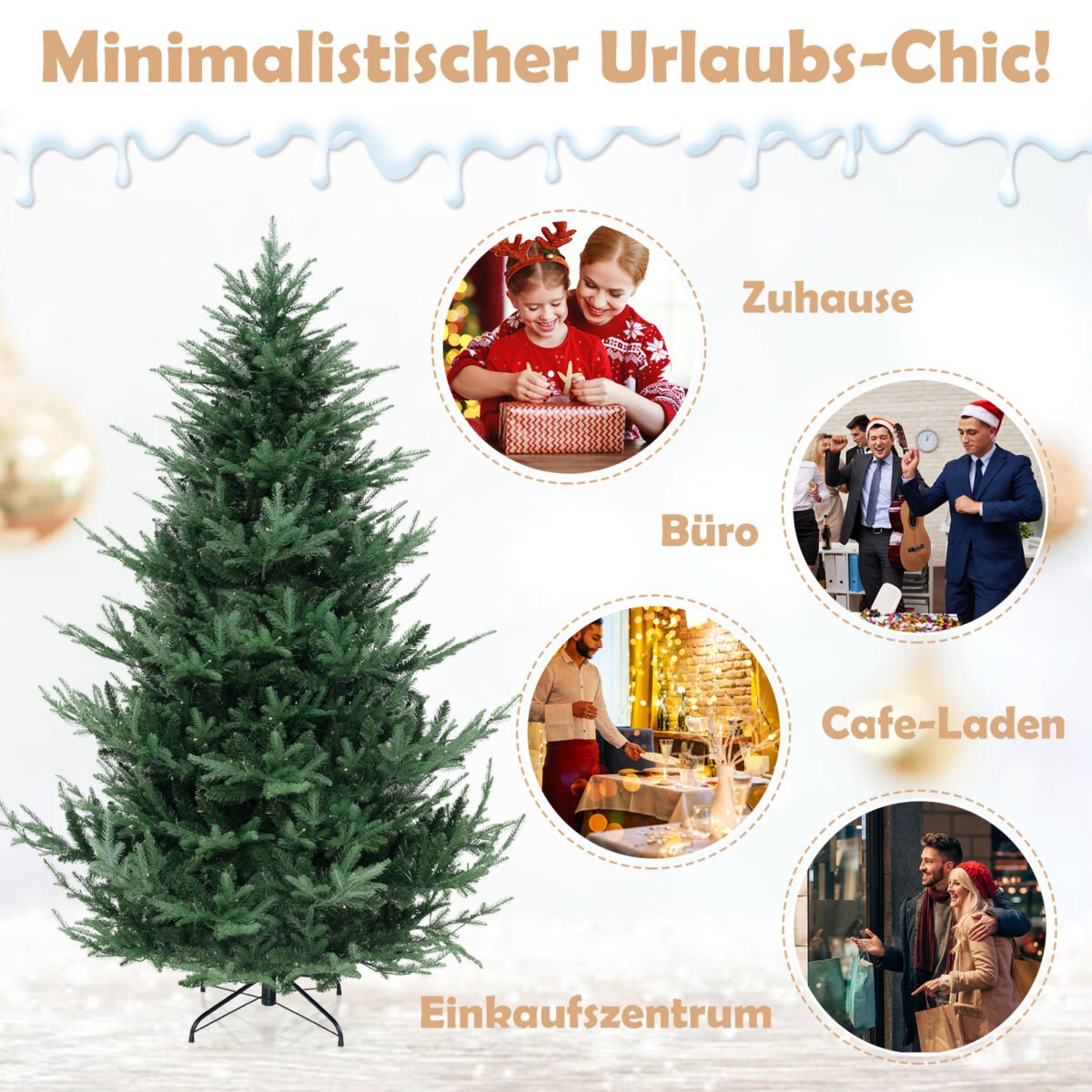 Dirbtinė Kalėdų eglutė su 340 šiltai baltų LED lempučių 210 cm – Paveikslėlis 5