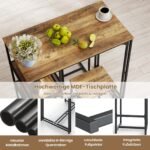 3 dalių baro stalo komplektas su 2 kėdėmis ir 3 lentynomis (Kavos ir juoda) – Paveikslėlis 5