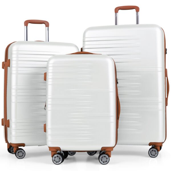 Lagaminų komplektas su TSA spyna ir 360° pasukamais ratukais (Balta)