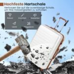 3 dalių tvirto korpuso lagaminų komplektas su TSA spyna ir 360° pasukamais ratukais (Balta)