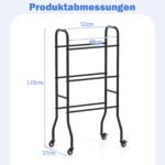 Stovas kamuoliams su ratukais ir metaliniu rėmu (Juoda) – Paveikslėlis 2