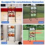 Stovas kamuoliams su ratukais ir metaliniu rėmu (Juoda) – Paveikslėlis 3