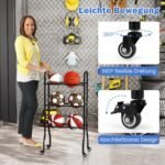 Stovas kamuoliams su ratukais ir metaliniu rėmu (Juoda) – Paveikslėlis 5