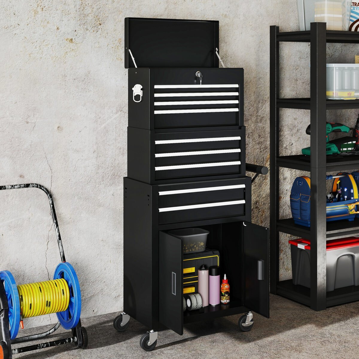 3 viename įrankių vežimėlis su 9 užrakinamais stalčiais – Paveikslėlis 2
