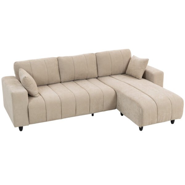 3 vietų L-formos kampinė sofa su apkeičiamu šezlongu ir plieniniu rėmu