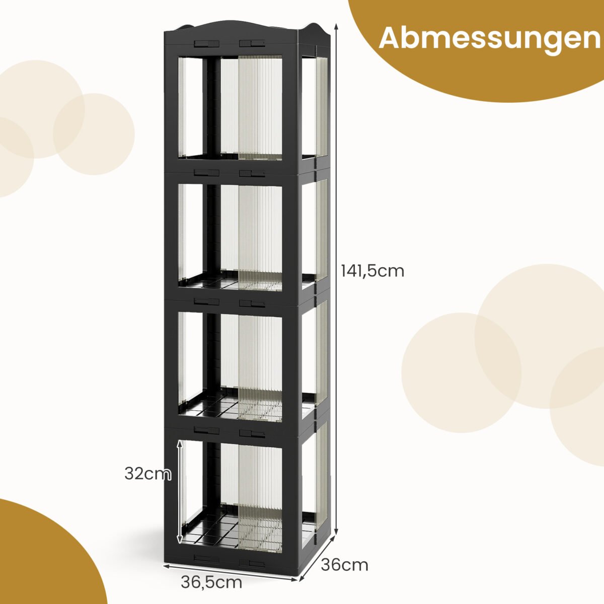 Pasukama knygų lentyna su skaidriais skyriais (Juoda) – Paveikslėlis 2