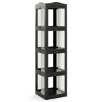 360° Pasukama Knygų Lentyna su Skaidriais Skyriais (Juoda)