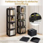 Pasukama knygų lentyna su skaidriais skyriais (Juoda) – Paveikslėlis 3