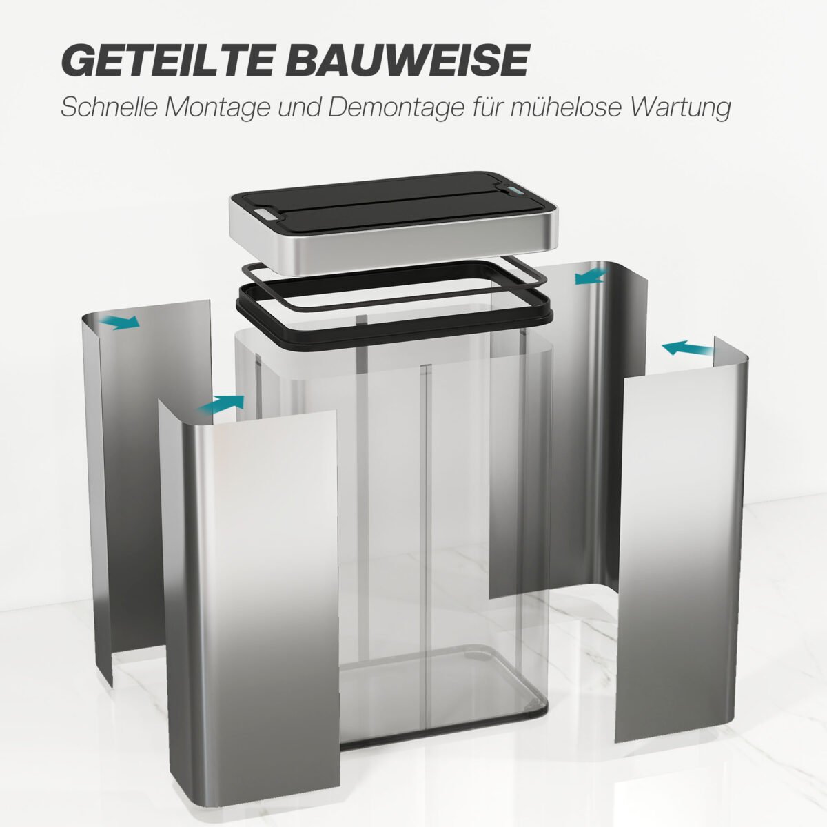 55 l talpos sensorinė šiukšliadėžė su drugelio dangčiu – Paveikslėlis 8