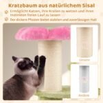 69 cm aukščio kačių draskyklė su pliušine sėdyne ir sizalio stulpu (Rožinė) – Paveikslėlis 4