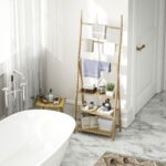 A-formos bambukinė vonios lentyna su rankšluosčių laikikliais – Paveikslėlis 8